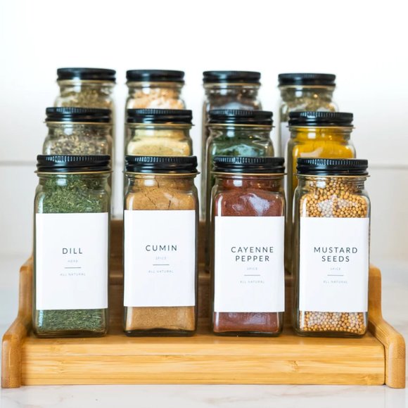 🆕 146 MINIMALIST SPICE JAR LABELS SET - Waterproof Labels ~ White w/ Black Font - Picture 7 of 13